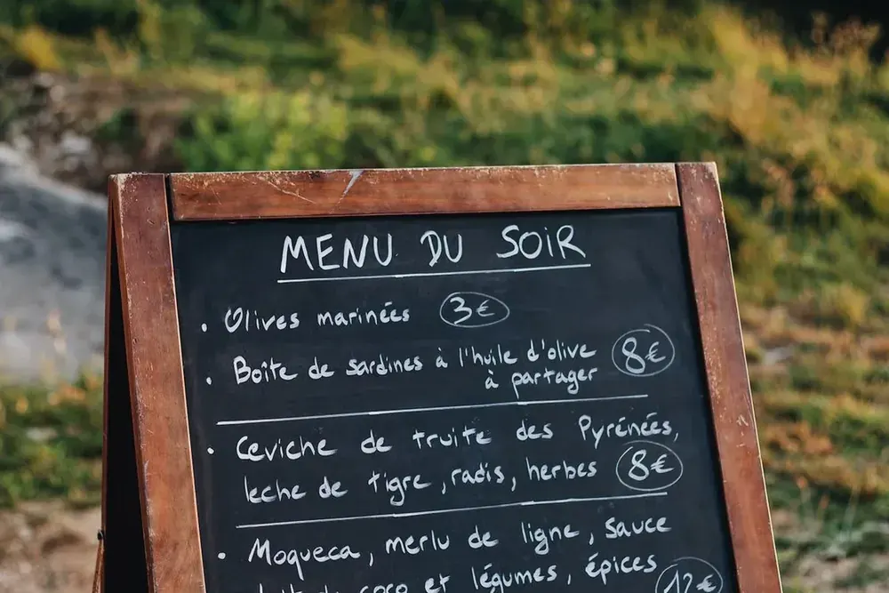 Chalkboard-style menu signs in Austin, TX