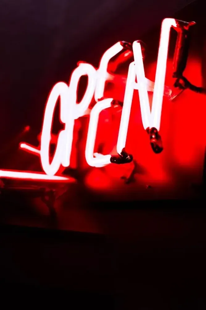 Neon-style window art in Leander, TX